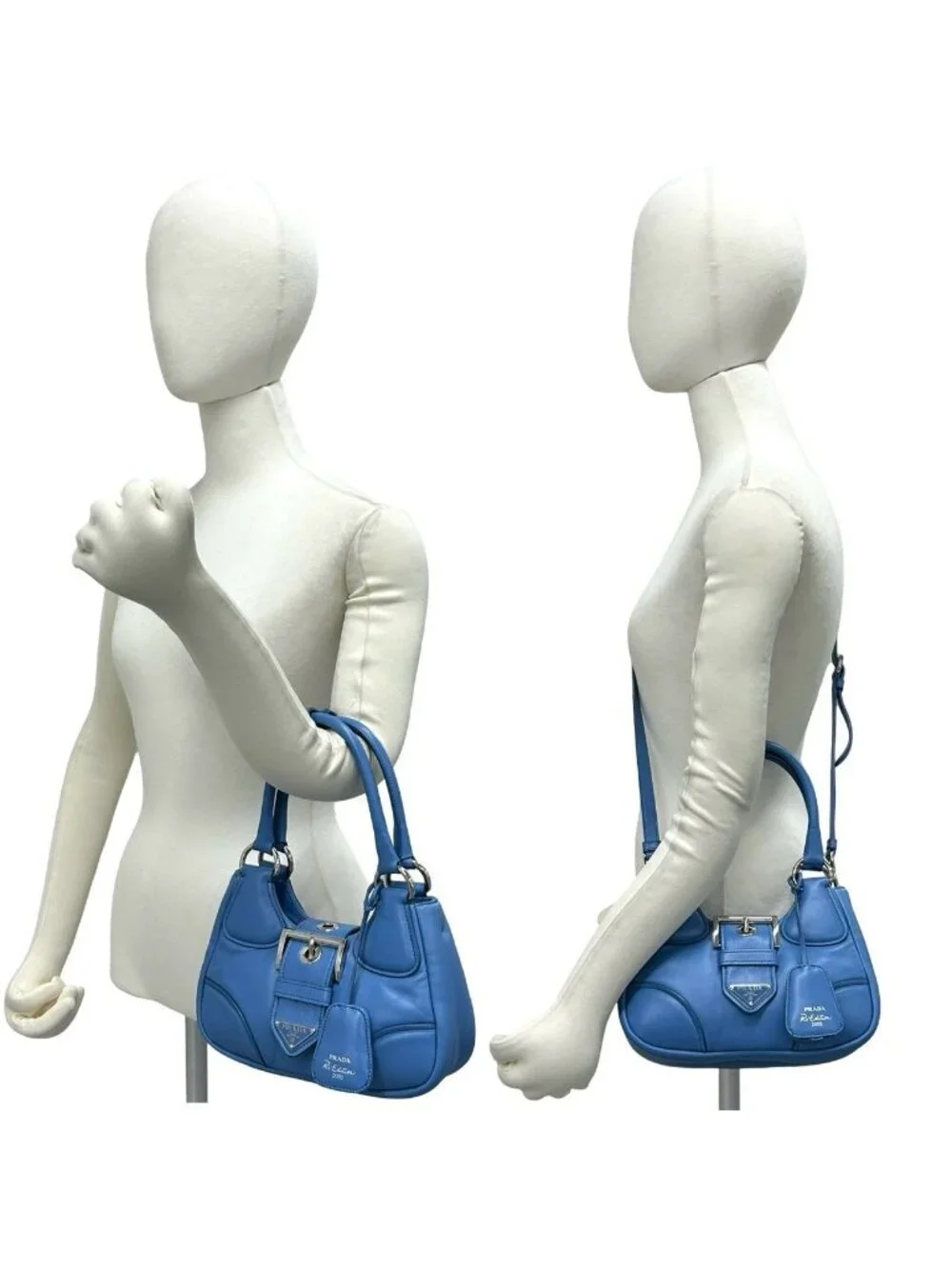 Prada Re Edition Triangle Logo Nappa Leather 2-Way Shoulder Bag Pochette Blue